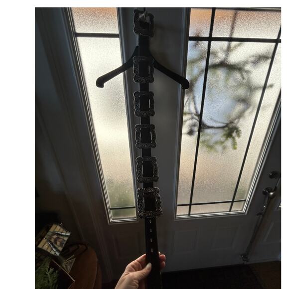 Nocona Concho Belt S Tooled Leather Western Silver Engraved Conchos & Buckle - Picture 7 of 7